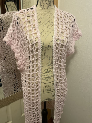 Pink Hand Crochet Summer Cardigan -RSV|96653