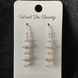 earrings, margarita beads pink & ab RSV