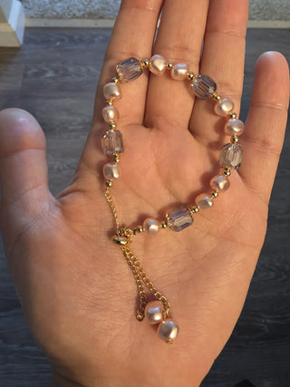 Faux Pearl Pink Gold Bracelet|87899