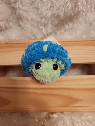Mushroom Fidget Popper: Crocheted turquoise, light green