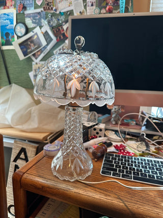 Vintage Crystal Boudoir Lamp w/shade 13"t|61822