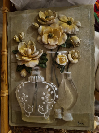 Vintage 3D flowers WallArt Signed Boem