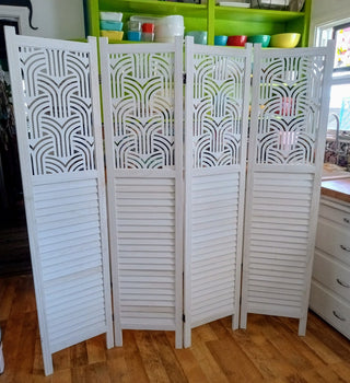 MW White 4 Panel Room Divider MTS|94602