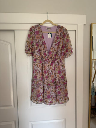 XL - Purple Floral Puff Sleeve Romper - RSV|83207