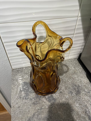 Hand Blown Italian Vase in Amber RSV|66468