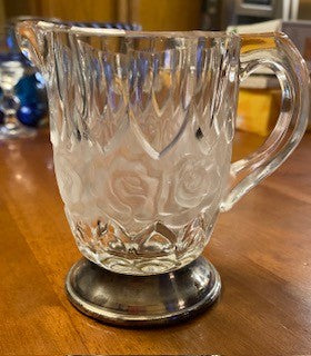 Wm Adams Crystal Creamer, Glass Roses