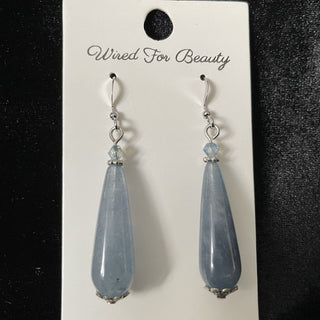 blue chalcedony teardrop earrings w/ bicone RSV