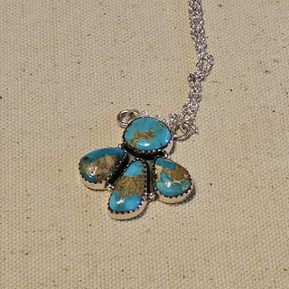 .925 17 in w ext. kingsman turquoise 4 stone necklace