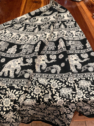 Black & White Elephant Boho Tablecloth ~MTS|111360