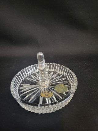 Vintage 3-3/4" Bohemian Czech Crystal Ring Holder RCD|101093
