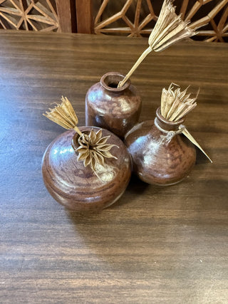 Vandor Imports SF Brown Glaze Connected Vases