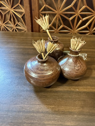 Vandor Imports SF Brown Glaze Connected Vases