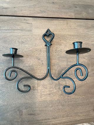 Iron heart candle sconce|57242