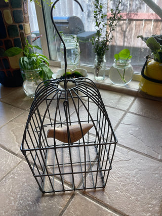 Metal Bird Cage w/ Wooden Bird|57100