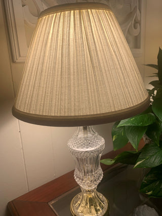 Vntg cut glass w/brass base 16” lamp set MTS|135294