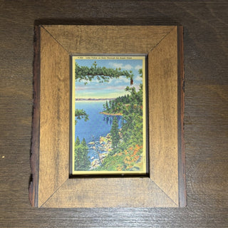 Framed Vintage Lake Tahoe Linen Postcard MTS|91486