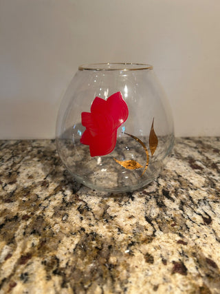 Vintage Bartlett Collins Vase with Red Flower    MTS