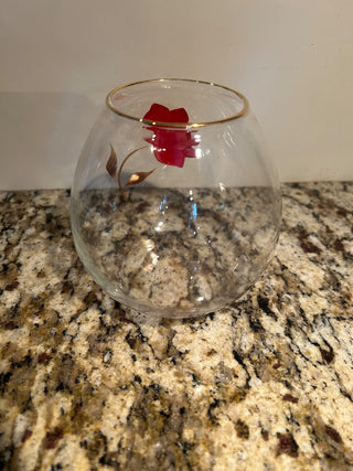 Vintage Bartlett Collins Vase with Red Flower    MTS