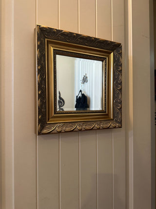 Beveled Mirror by Robert Grace, gold ornate frame 12.5"x12.5" RCD