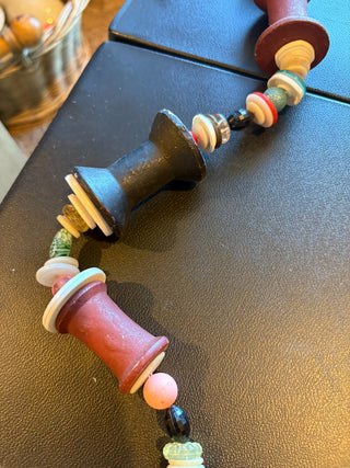 Handmade Wooden Spool Garland - buttons & spools w/tassle 96" RCD|118436