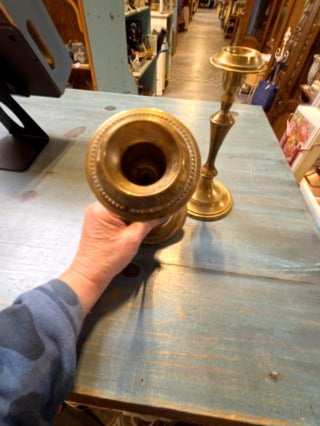 Vintage Sold BRASS CANDLESTICK Holder 8"H handmade in India  single RCD