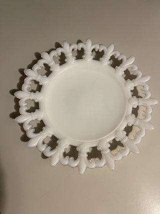 7.5" Milk Glass Westmoreland Fleur de Lis Plate, Each--SP MTS