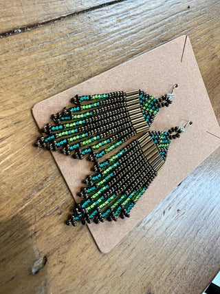 Beaded Brown/Green Earrings MTS|144703
