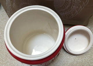 Vintage Hallmark Ceramic Christmas Holiday Red Cookie Jar Snowman Flakes #63 VV MTS|125574