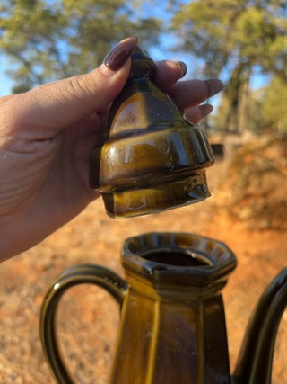 AS IS vintage Pfaltzgraff Heritage Green stoneware coffee pot & lid