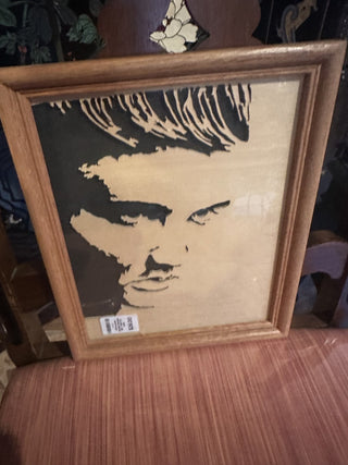 Elvis wood carved framed 9X11 "#47 VV MTS