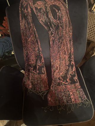 Sacred Threads Tapestry Ethnic Paisley Pattern Scarf, Black-red Tapestry #62 VV MTS