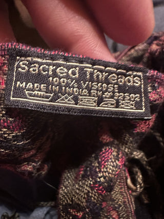 Sacred Threads Tapestry Ethnic Paisley Pattern Scarf, Black-red Tapestry #62 VV MTS