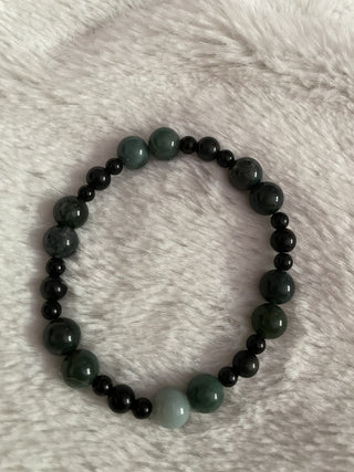 Natural stone bracelet dark green/black RSV|63965