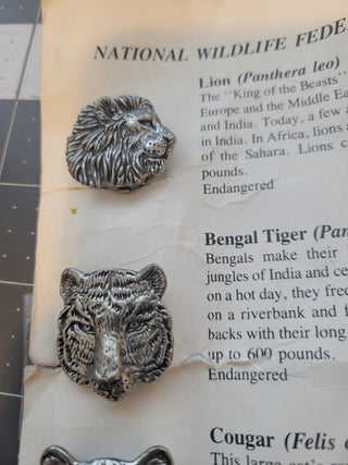 Vtg NWF Metal Animal Head Button Covers Set of 5 RCD|101076