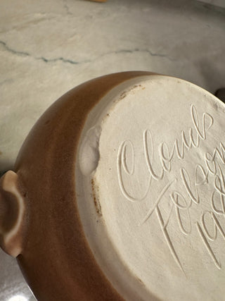 Folsom Clouds Pitcher and toothpick holder brown with abstract flowers|107086