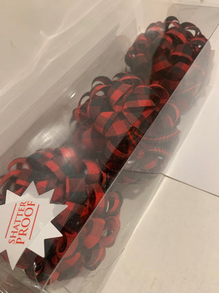 Red&Black Plaid ribbon ornaments pk/3 MTS|133961