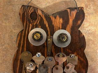 Handmade Reclaimed Wood & Key Owl Wall Plaque Riffraff Works RSV|111192