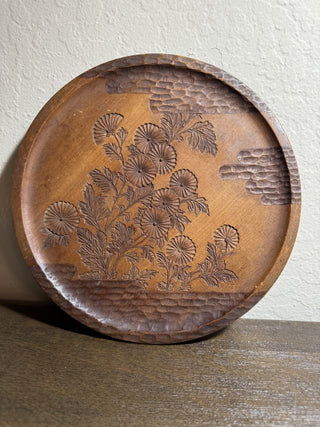 Vintage Carved Wood Floral Tray MTS|76406