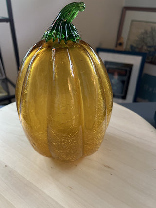 Orange Hand blown Crackle Pumpkin SET of 2 - RSV|109705