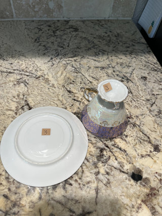 Vintage Iridescent Blue & Gold Lustreware Tea Cup & Saucer RCD|72139