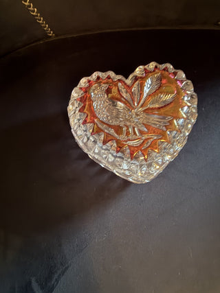 Hofbauer Heart Shaped Pressed Glass Dish "The Ruby" Made in Germany 24% Crystal VV MTS