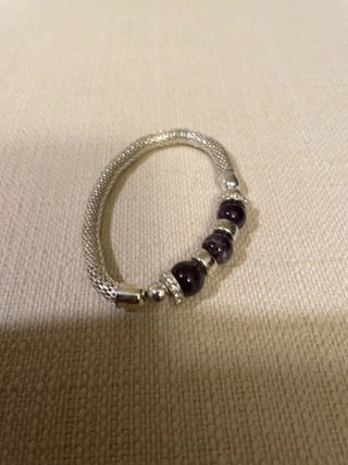 Vintage silver mesh with amethyst beads