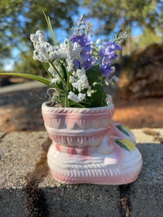 Vintage Parma by AAI Pink ceramic baby bootie planter