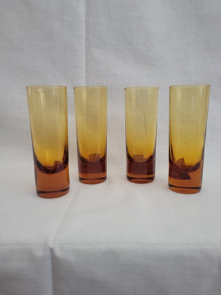 Four Vintage Moser 4-3/4" Blown Amber Shot Glasses RCD
