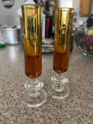 (Set of 2) VTG  MCM barware blown glass shot glasses