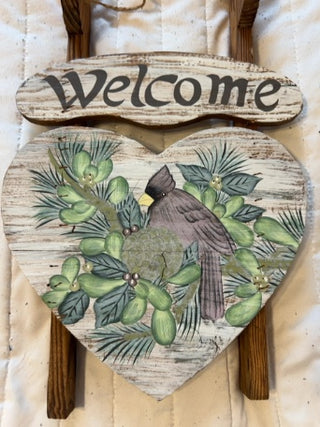 KW Rustic Farmhouse Winter Welcome Sign Cardinal