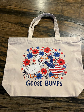 Patriotic "Goose Bumps" Large Zippered Canvas Tote RSV|84789