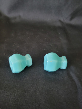 Hexagonal 1-1/8" Turquoise Glass Cabinet Knobs - Set of 2 RCD