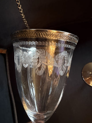 Pair Vintage Silver Morgantown White Gold Etched Wine Goblets #62 VV MTS
