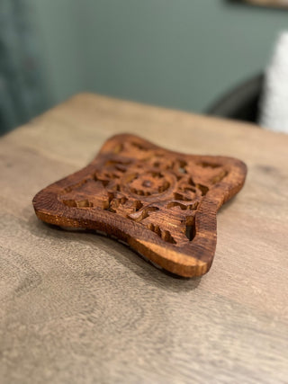 Carved wood  trivet stand|53300
